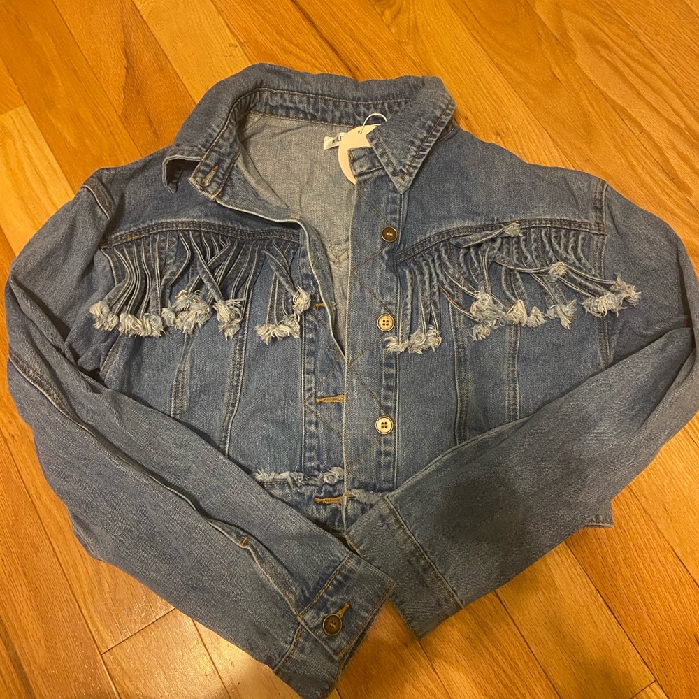 Wild Honey Blue Jean Jacket with Fringe